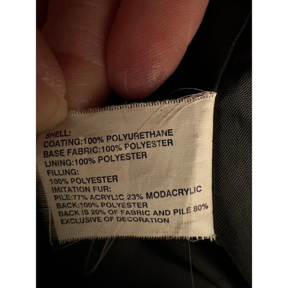 Gap Factory Black Quilted Outerwear Coat Removable Fur Hood XXL - Picture 7 of 9